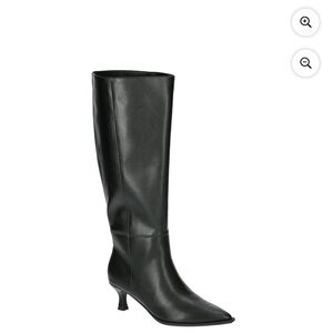 Classic Black Knee-High Leather Boots - Elegant Women's Heeled Boots